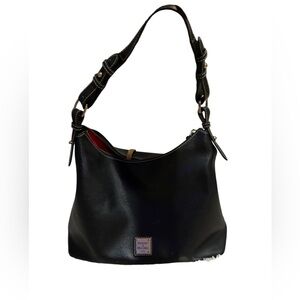 Dooney & Bourke Black Shoulder Bag Hobo Bag Leather and Logo Pouch Bundle